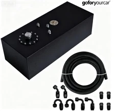 15 Gallon Fuel Tank Aluminum Race Fuel Cell Gas Tank w/ Cap & Level Sender Black