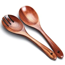 AYFDISHS Salad Servers,Wooden Salad Tongs,10.4 in Serving Utensils Set,Acacia...