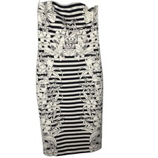Express Strapless Pencil Dress Women 8 Stripe Floral Stretch Zip Black White NWT
