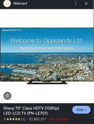Sharp AQUOS PN-LE701 / LC-70LE701 70in 1080p FHD LCD TV 60Hz HDMI Black