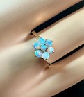 Opal Flower Ring Antique Magic Glo Wedding Engagement Cocktail Ring Yellow Gold — photo 9