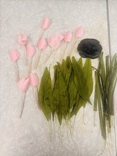 Artificial Flower millinery hat crafting NOS petals lot Leaves, Fabric