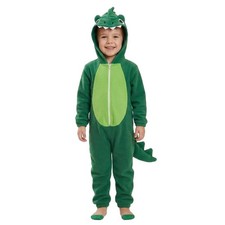 Kids Green Dinosaur Costume Jumpsuit Hood Tail Boys Girls Fancy Dress Halloween