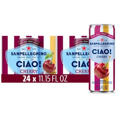 Sanpellegrino CIAO Cherry Sparkling Water, 11.15 Fl Oz (Pack of 24) 