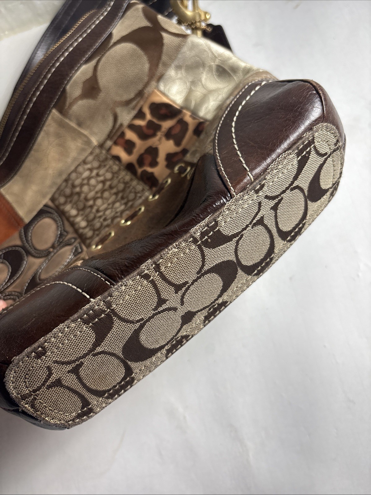 COACH Rare Patchwork Leopard Print Shoulder Cross… - image 6