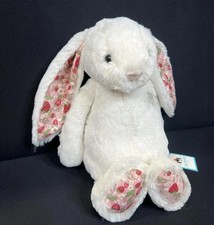 NEW Medium Plush Bunny Soft Toy Cream Color Floral Design Stuffed Animal   US