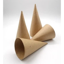 4 Pc - 4" Paper Mache Cones!  Tussie Mussie, Christmas Ornaments, Kids Crafts