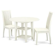 East West Furniture Sudbury 3-piece Wood Dining Room Set in Linen White