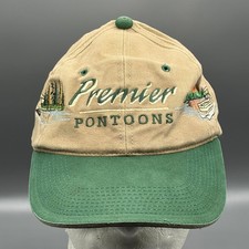 Premier Pontoons Hat Yupoong Baseball Cap Dad Hat Adjustable Tan Green Mens