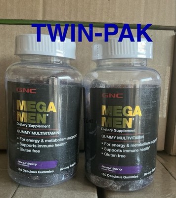 TWIN-PAK ** GNC MEGA Man Gummy Multivitamin 120ct 11/26 Mixed Berry