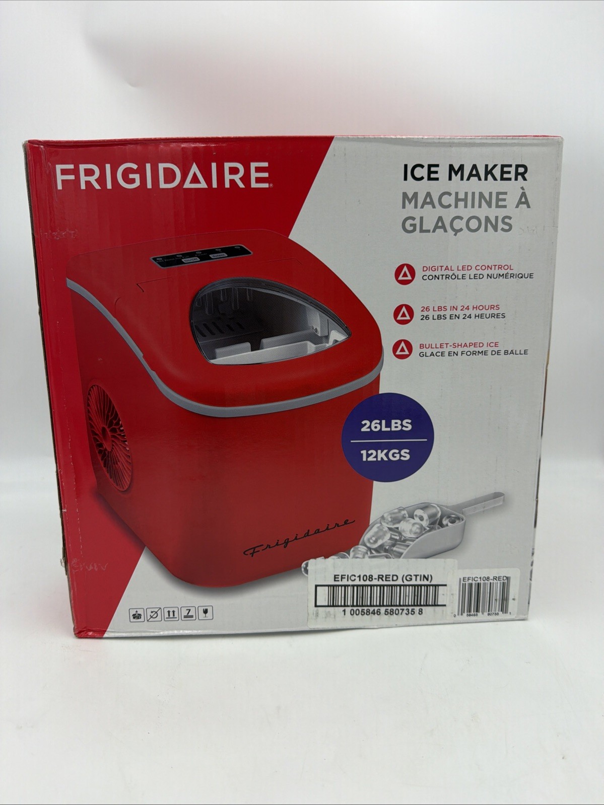 Frigidaire EFIC108 Counter top Portable, 26 lb per Day Compact Ice Maker Machine