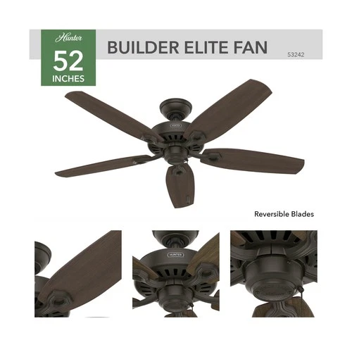 Hunter 52 inch Indoor Ceiling Fan No Light with Pull Chain - Bronze Ceiling F... - Picture 2 of 12