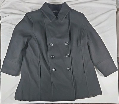 Lane Bryant Women's Peacoat 100% Wool Shell Size 26/28 Black