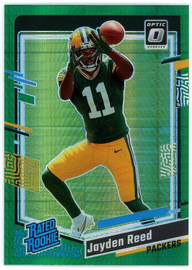 2023 Panini Donruss Optic Green Hyper Jayden Reed #239 Packers Rookie