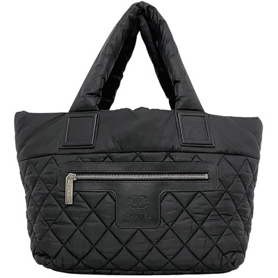 Pre-owned Chanel Coco Cocoon PM Tote Bag, Black, A48610, 19th Series, Nylon,