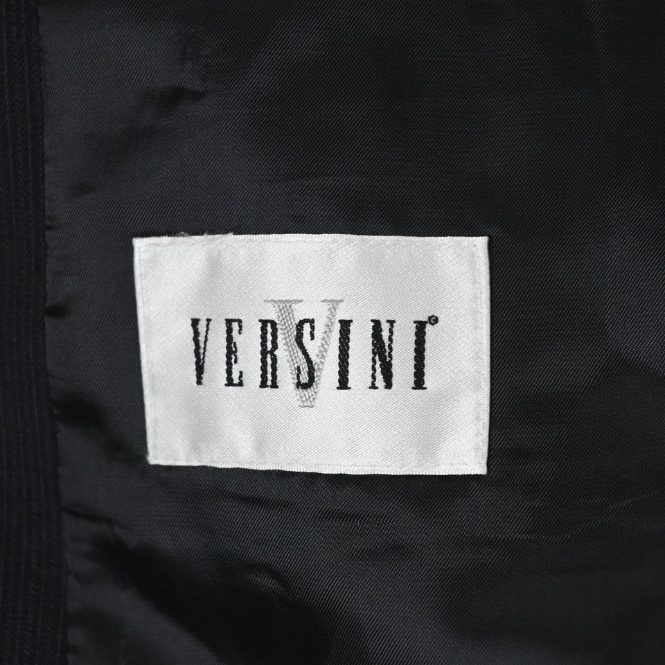 Chaqueta Pantalones Traje Versini 46R 38x32 Azul Marino Rayas 100% Lana Para Hombre Foto 4 de 4