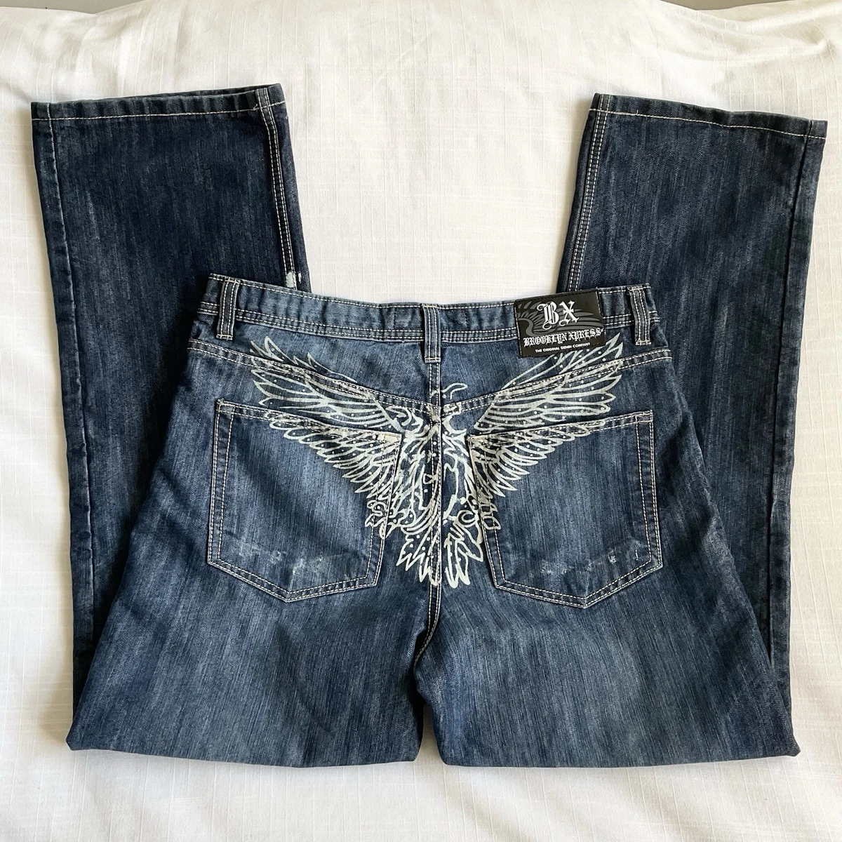 Brooklyn Xpress Y2K 刺繍 デニム 羽根 翼 y2k sk8