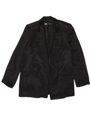 Zara Damen Offener Blazer Jacke UK 14 Medium Schwarz Viskose BY10