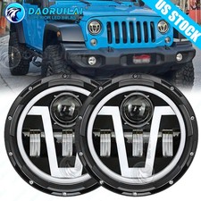 Pair 7 Inch Round Led Headlights Drl Projector For Jeep Wrangler Cj Jk Tj Lj