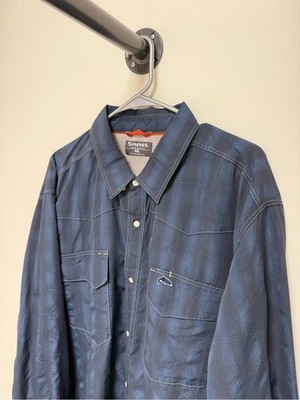 Simms Men s Blue Long-Sleeve Button Down Shirt