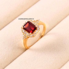Natural Garnet, Wedding Ring, Garnet Ring, 925 Sterling Silver