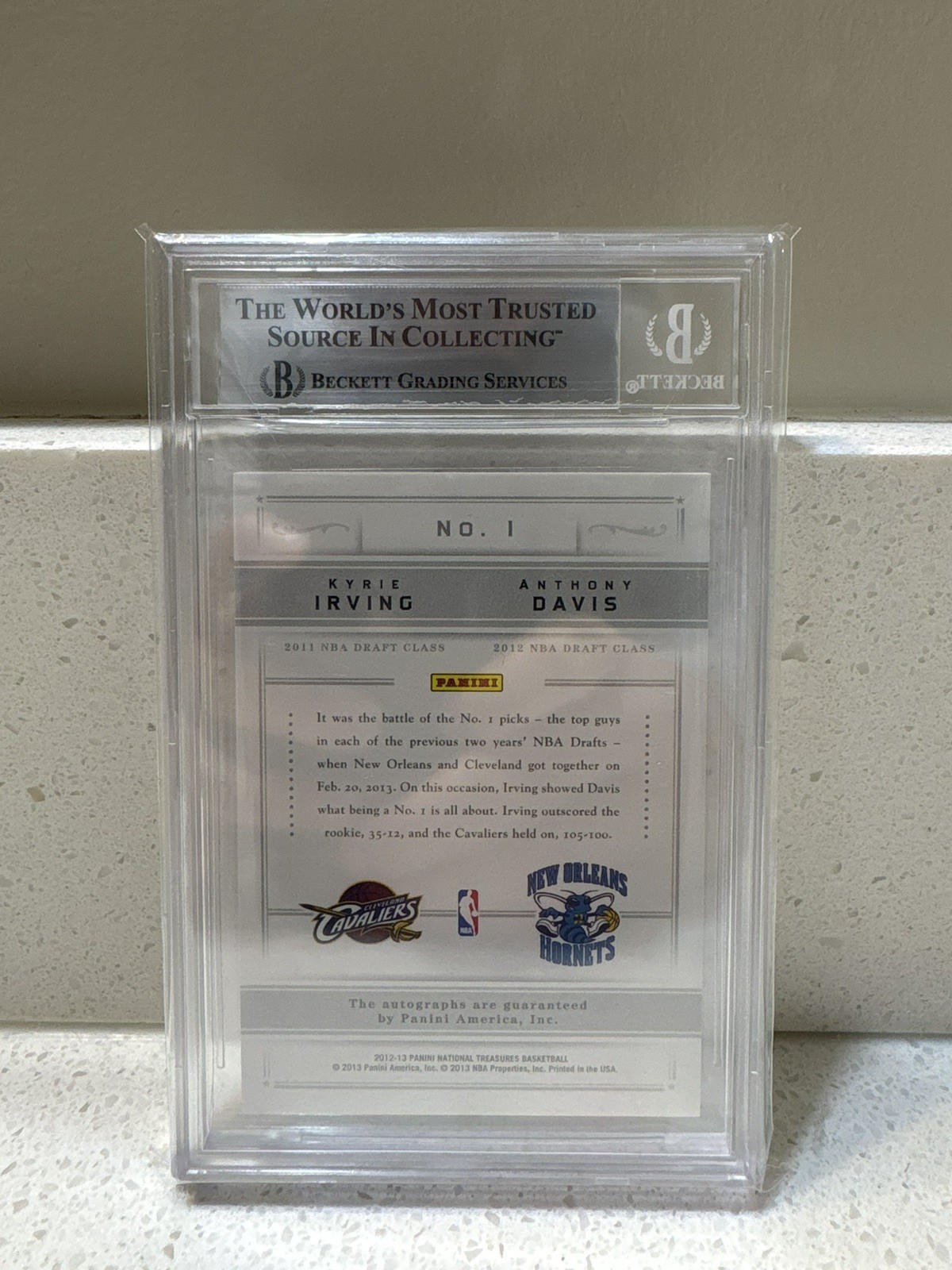 2012-13 National Treasures Dual Auto RC Kyrie Irving / Anthony Davis /25 BGS 9 view 2