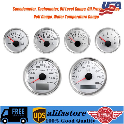 #ad Universal Speedometer Tachometer Fuel Gauge Oil Pressure Gauge Voltage Gauge $144.67