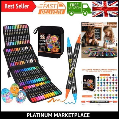 Helle 60 Farben Acrylfarbe Marker Set - Dual Tip Wasserdicht & Schnelltrocknend...