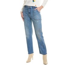 Johnny Was Sovanna Worker Embroidered Straight Leg Jean Size 27