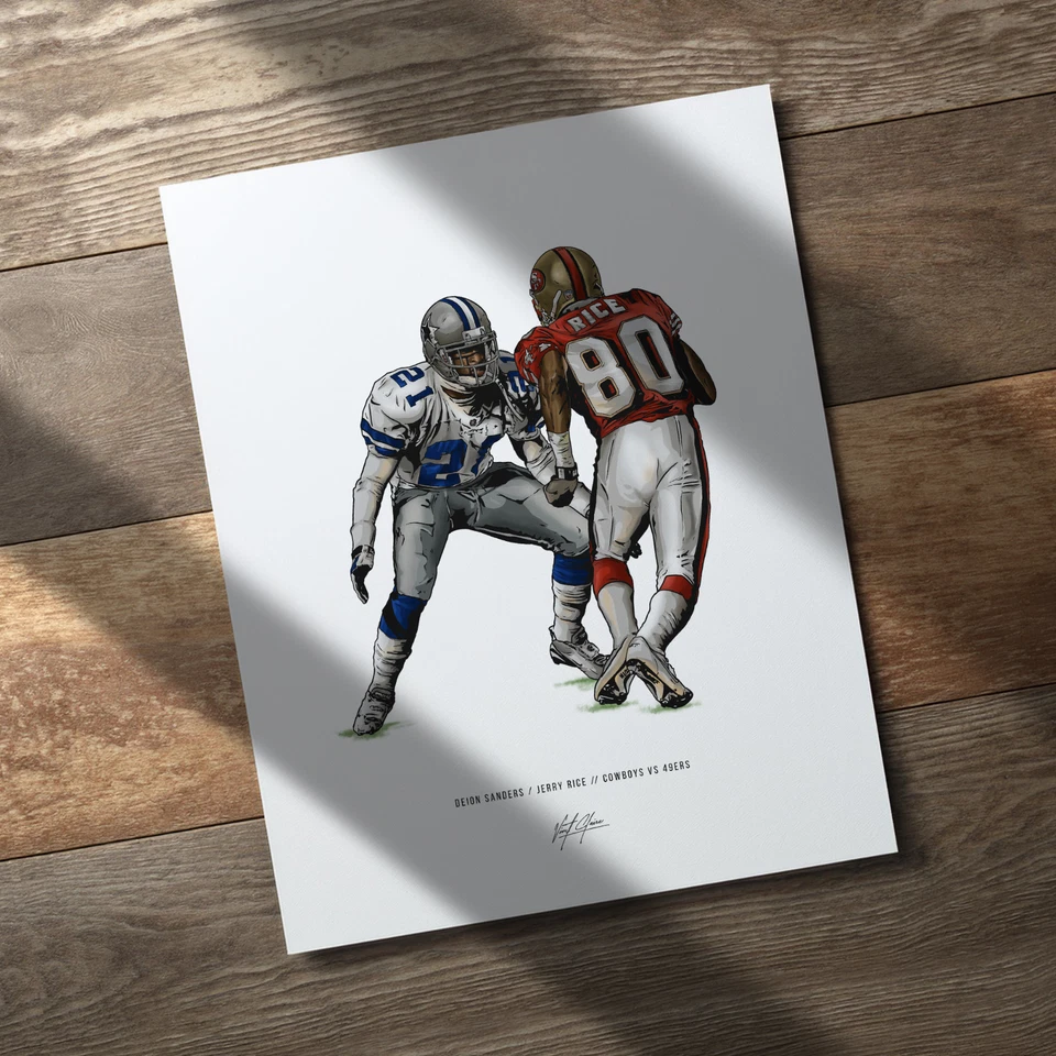 Deion Sanders Jerry Rice Poster Dallas Cowboys SF 49ers Football 8x10 Print - Image 3 of 4
