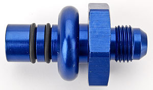 RUS-640900 Ford EFI -6 AN Male Pressure Side Fuel Rail Fitting Blue Russell 