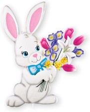 Easter Bunny with Bouquet Garden Stake