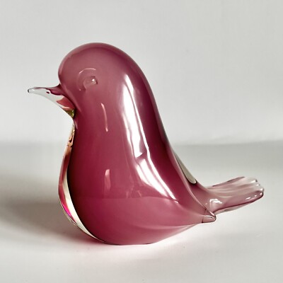 Vintage Murano Oball, rosa Alabastro Glas Vogel