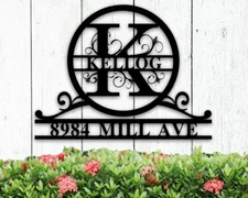 Personalized Address Metal Signs, Monogram Wall Decor, Custom Last Name Sign 5