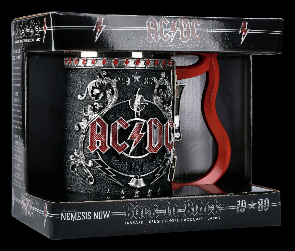 Nemesis Now ACDC Back In Black Schnapsglas - Offiziell Lizenziert, 8,5 Cm, Mit Edelstahl-Einsatz