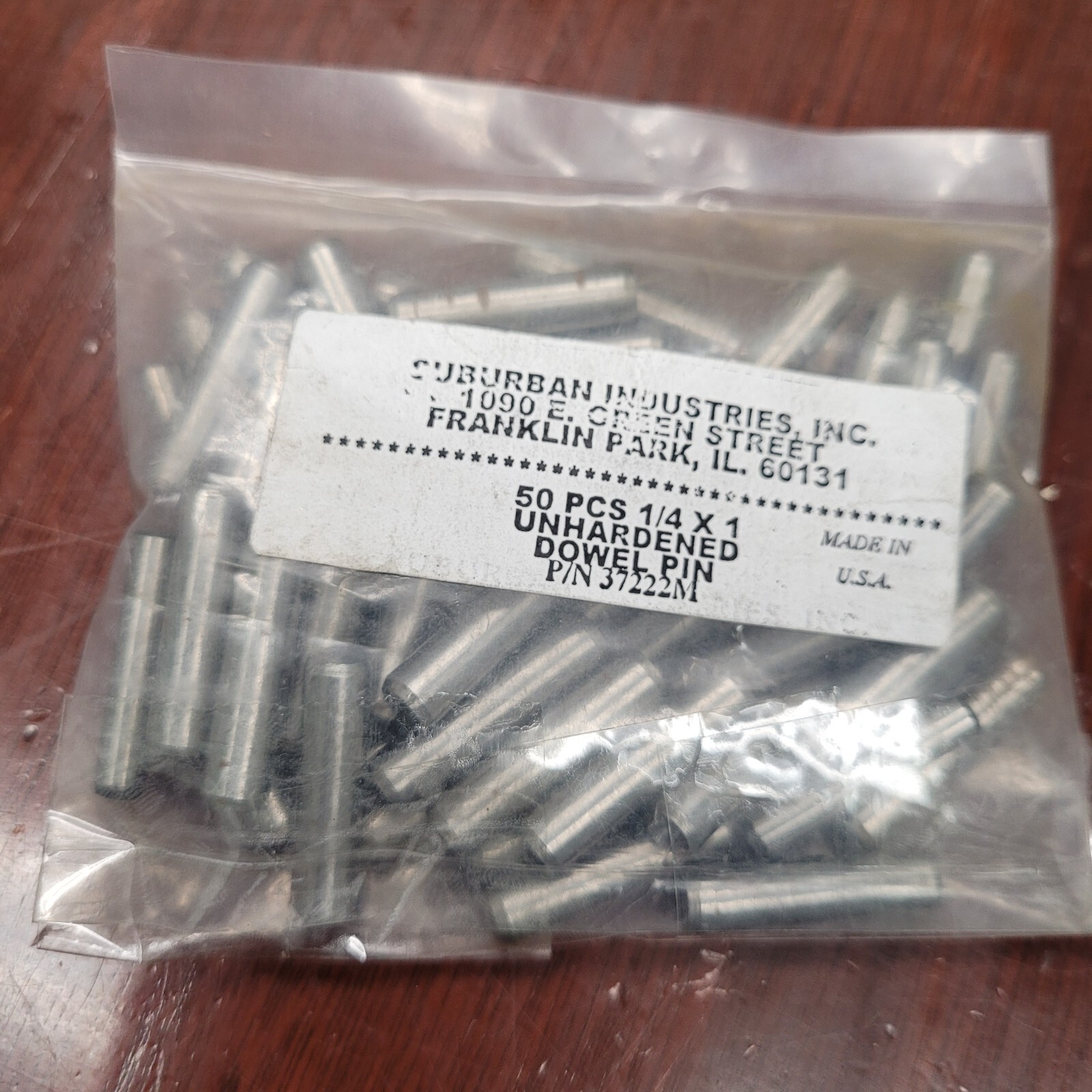Dowel Pins Unhardened 1/4" x 1" 50 pieces Suburban Industries eBay
