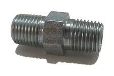 STEEL HEX NIPPLE 1/4" MALE NPT x 1/4" MALE NPT HYDRUALIC/FUEL/AIR/WOG
