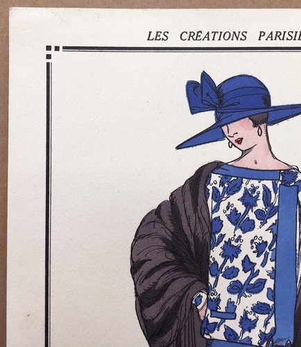 Estampe Portrait Femme Mode Art Déco Créations Parisiennes Couture 1920s - Picture 3 of 7