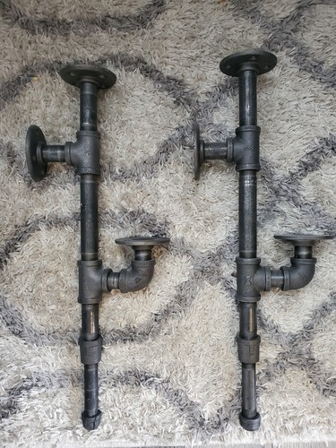 Black Pipe Wall Sconces-Industrial Rustic Steampunk Decor