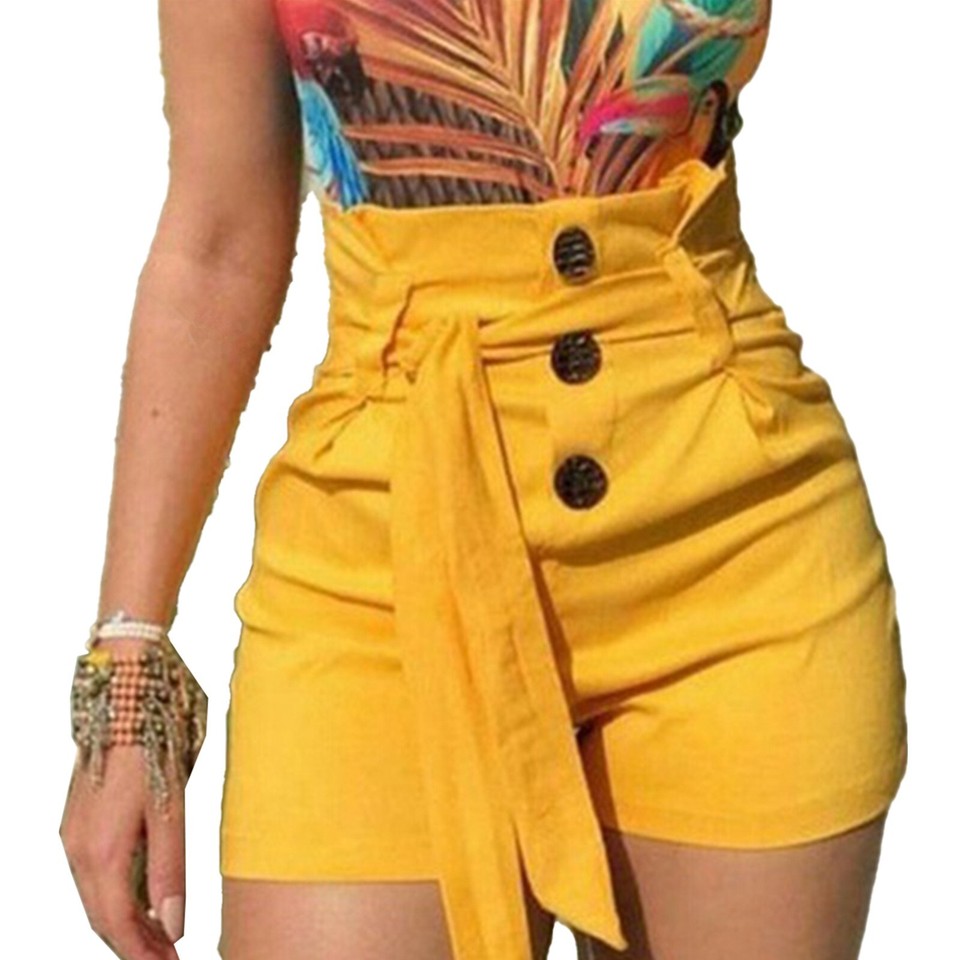 Stylish Women's High Waist Knee Length Hot Pants Ladies Summer Casual