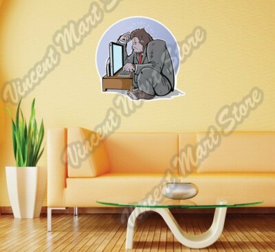 Business Gorilla Monkey Office Computer Wall Sticker Room Interior Decor 22''X22''