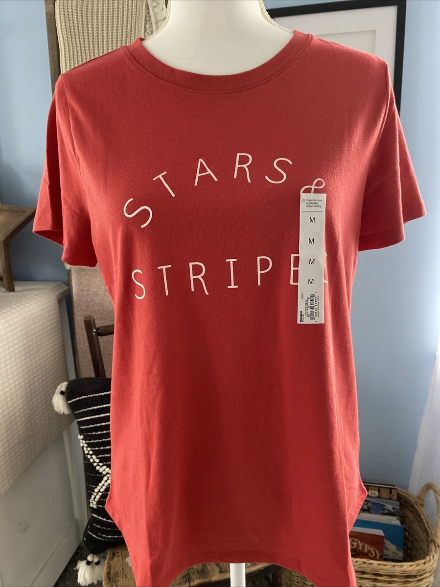 Women's Sonoma Tee T-Shirt Stars Stripes USA Patriotic America Short Sl  Medium