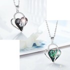 Damen Herz Halskette 925 Silber Premium Kristall Schwarz Grün Zirkonia