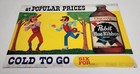 NOS Pabst Bleu Ruban Bière 38.1cm x 25.4cm Fenêtre Plastique Affiche L Bouteille
