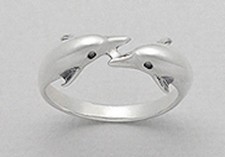 8mm Wide Solid Sterling Silver Kissing Dolphin Band Ring Size 9 SO CUTE 2.2g
