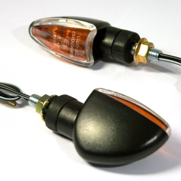 Mini Blinker Arrow Schwarz Kurz Klares Glas Gelber Innenreflektor E GeprüFt M8 2-image