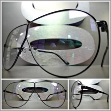 OVERSIZED CLASSIC VINTAGE RETRO Style Clear Lens EYE GLASSES Large Black Frame