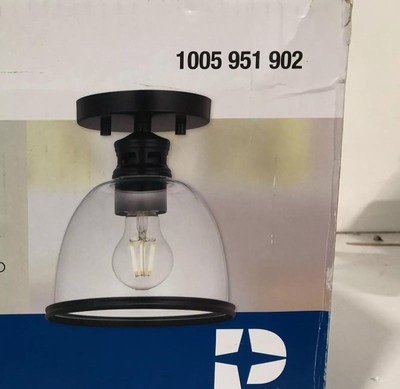 Progress Lighting Pelzer 7 in 1-Light Matte Black Flush Mount Glass Shade