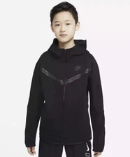 Nike Boys Sportswear Tech Fleece Full Zip CU9223-010 Black Size Medium M Hoodie