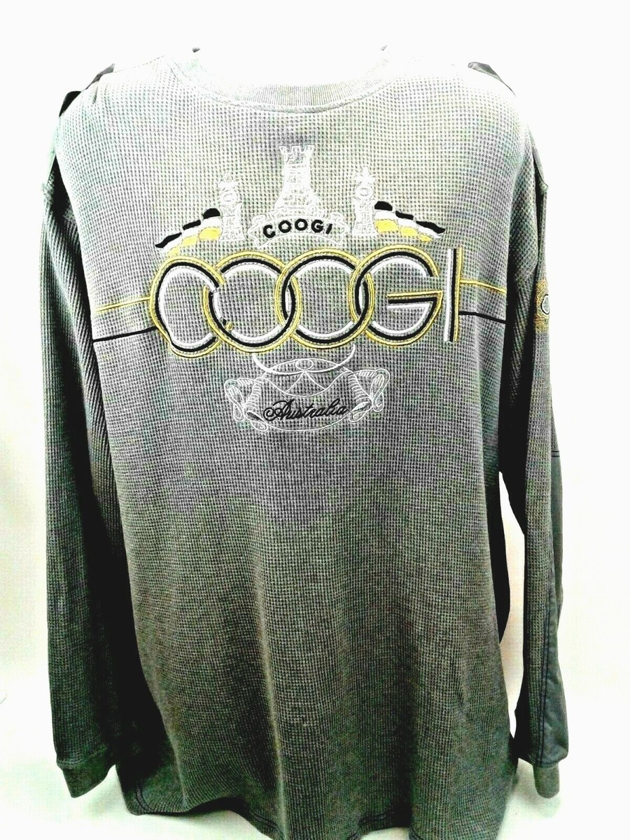 Coogi Mens Gray Long Sleeve Pullover Sweater w/Lg Embroidered